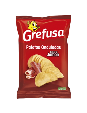 PATATAS FRITAS GREFUSA SABOR JAMON-ONDULAD B/120GR