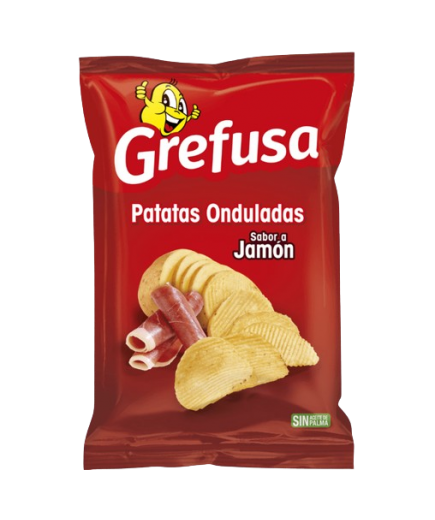 PATATAS FRITAS GREFUSA SABOR JAMON-ONDULAD B/120GR