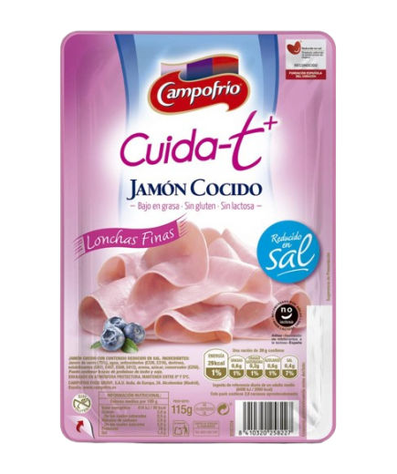 JAMON COCIDO LONCHA CUIDA-T CAMPF C/34771 B/115G