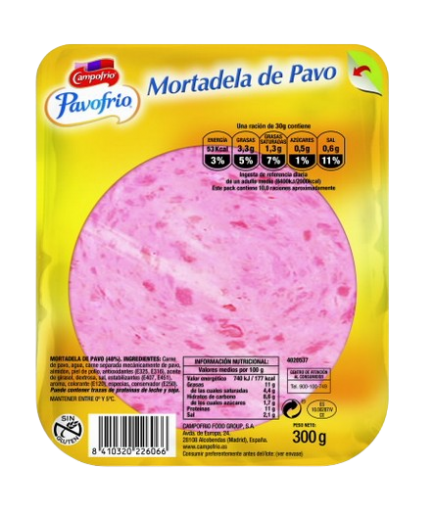 MORTADELA PAVO LONCHA CAMF.C/22606  300GR