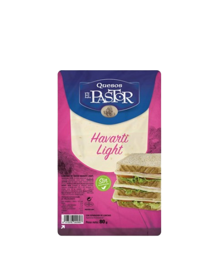 QUESO HAVARTI LIGHT LONCHAS EL PASTOR S/80GR