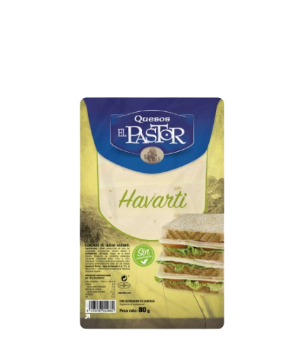 QUESO HAVARTI LONCHAS EL PASTOR S/80 GR