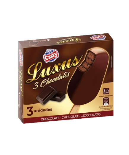 HELADO CASTY LUXUS 3 CHOCOLATES PACK/3 UD