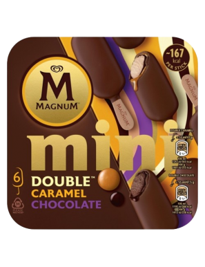 HELADO FRIGO MAGNUM MINI DOBLE CARAM. CHOCO P/6 UD