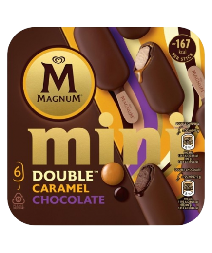 HELADO FRIGO MAGNUM MINI DOBLE CARAM. CHOCO P/6 UD