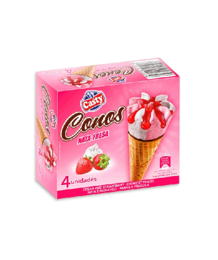 HELADO CASTY CONO NATA/FRESA PACK-4 UD