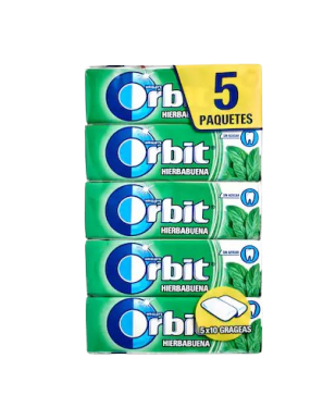 CHICLE ORBIT HIERBABUENA 5X10 GRAGEAS PACK-5 UD