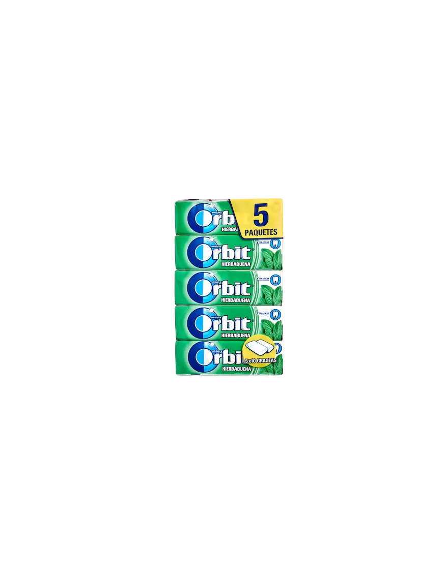 CHICLE ORBIT HIERBABUENA 5X10 GRAGEAS PACK-5 UD