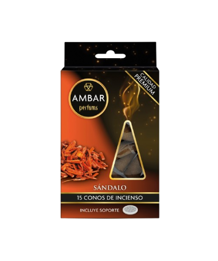 AMBIENTADOR AMBAR INCIENSO CONO SANDALO P/15 UD