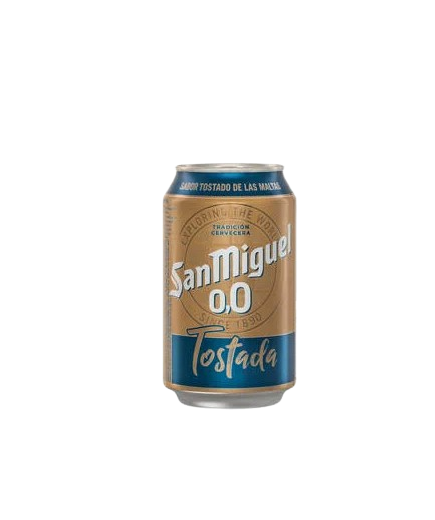 CERVEZA SAN MIGUEL 0.0% TOSTADA LATA-33.CL.