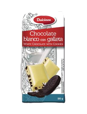 CHOCOLATE DULCINEA BLANCO C/ GALLETA T/100 GR