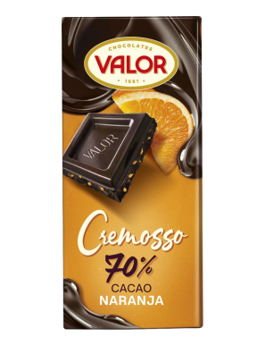 CHOCOLATE VALOR CREMOSSO 70% C/ NARANJA T/90GR