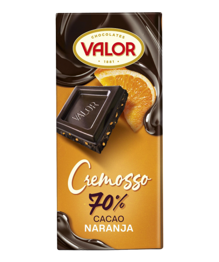 CHOCOLATE VALOR CREMOSSO 70% C/ NARANJA T/90GR