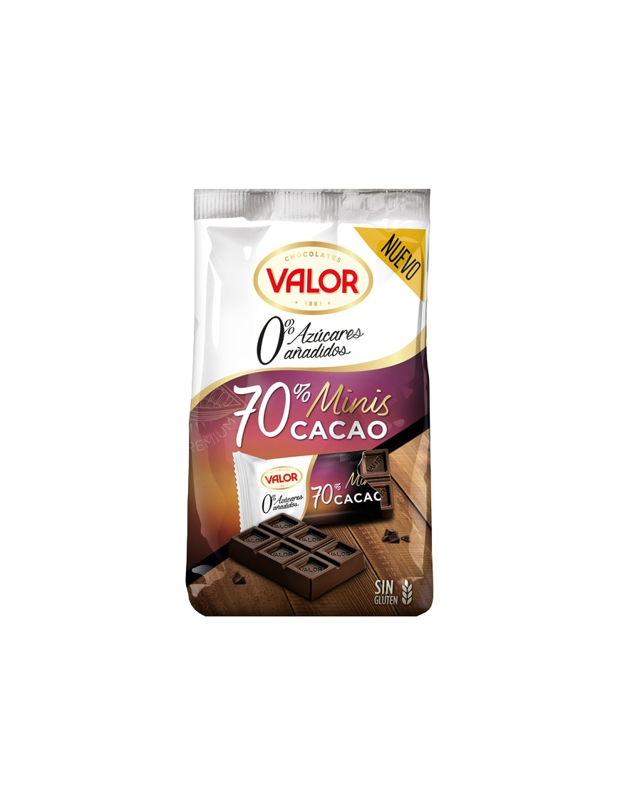 CHOCOLATE VALOR MINI NEGRO 70% CACAO S/AZUCAR 144G