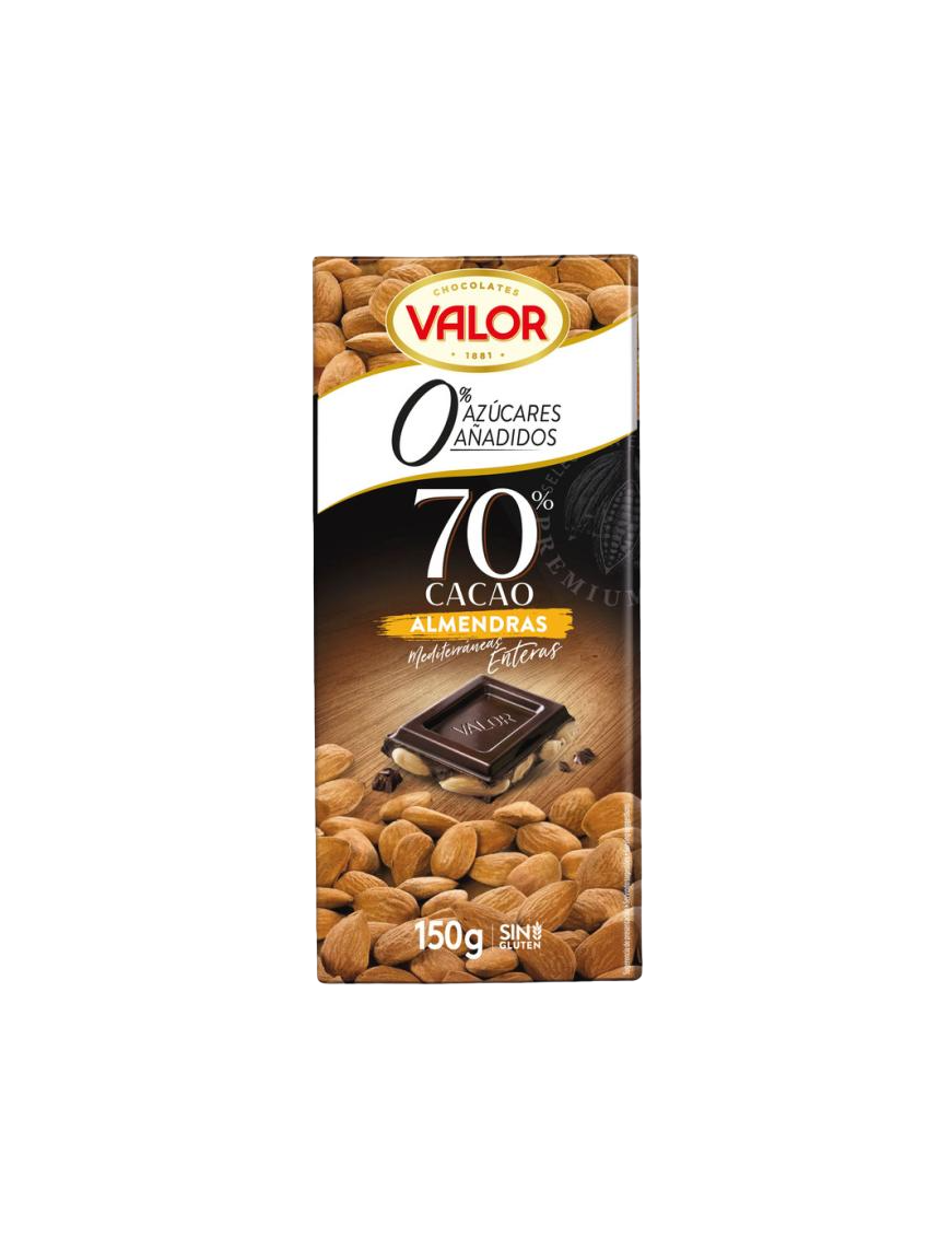 CHOCOLATE VALOR NEGRO 70% ALMENDRA S/AZUCART/150GR