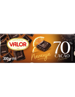 CHOCOLATE VALOR NEGRO 70% CON NARANJA T/200 GR