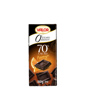 CHOCOLATE VALOR NEGRO 70% NARANJA S/AZ T/100GR