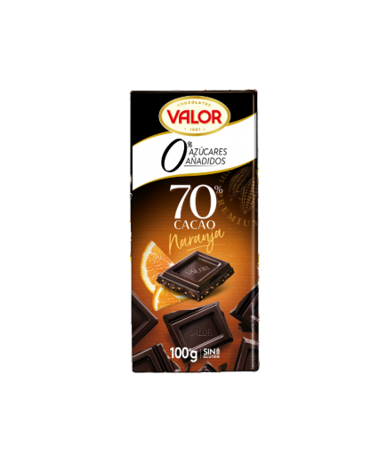 CHOCOLATE VALOR NEGRO 70% NARANJA S/AZ T/100GR