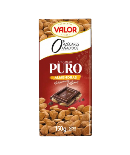 CHOCOLATE VALOR PURO ALMENDRA S/AZUCAR 150GR