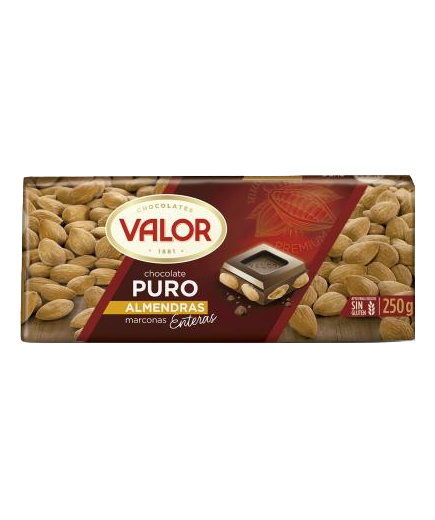 CHOCOLATE VALOR PURO ALMENDRA T/250 GR