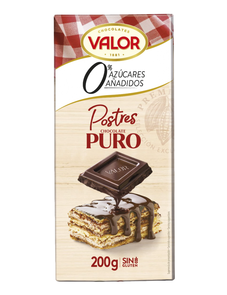 CHOCOLATE VALOR PURO POSTRES S/AZUCAR 200GR