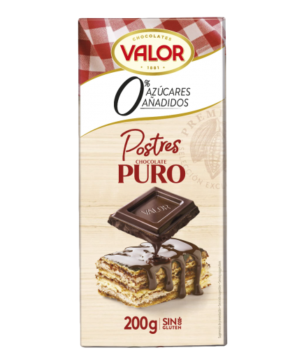 CHOCOLATE VALOR PURO POSTRES S/AZUCAR 200GR