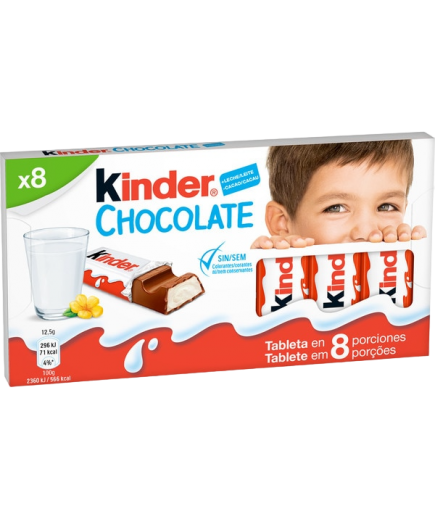 KINDER BARRITA CHOCOLATE PAQ/8 UD