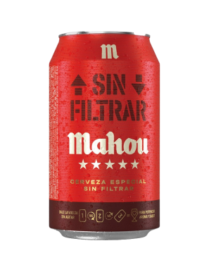 CERVEZA MAHOU 5*****SIN FILTRAR LATA/33.CL.