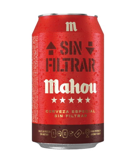 CERVEZA MAHOU 5*****SIN FILTRAR LATA/33.CL.