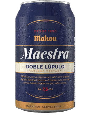 CERVEZA MAHOU MAESTRA-7.5% LATA 33.CL.