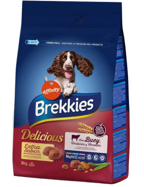 COMIDA PERROS BREKKIES DELICUOUS BUEY SACO 3 KG