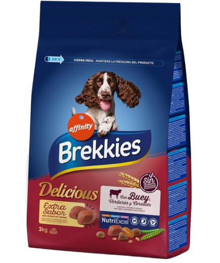 COMIDA PERROS BREKKIES DELICUOUS BUEY SACO 3 KG