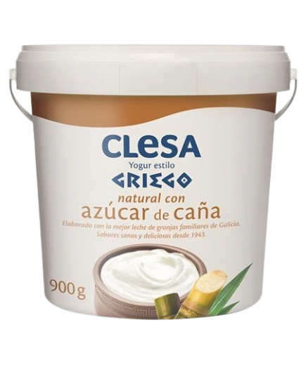 CLESA YOGUR GRIEGO CON AZUCAR DE CAÑA CUBO 900GR