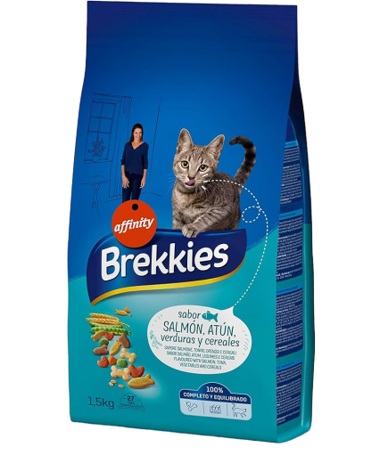 COMIDA GATOS BREKKIES PESCADO Y VERD. SACO 1.5 KG