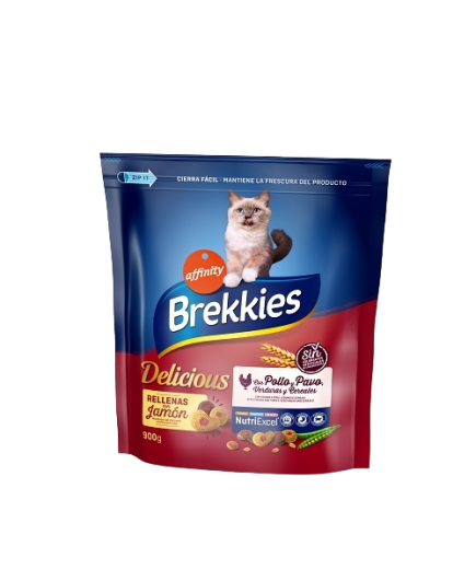 COMIDA GATOS BREKKIES POLLO VERD Y CEREAL B/900GR