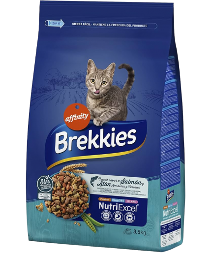 COMIDA GATOS BREKKIES SALMON B/3,5 KG