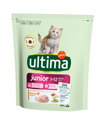 COMIDA GATOS ULTIMA JUNIOR POLLO BOLSA 400 GR