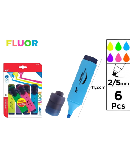 PP SUBRAYADOR MP FLUOR 2/5 MM PACK-6 UD