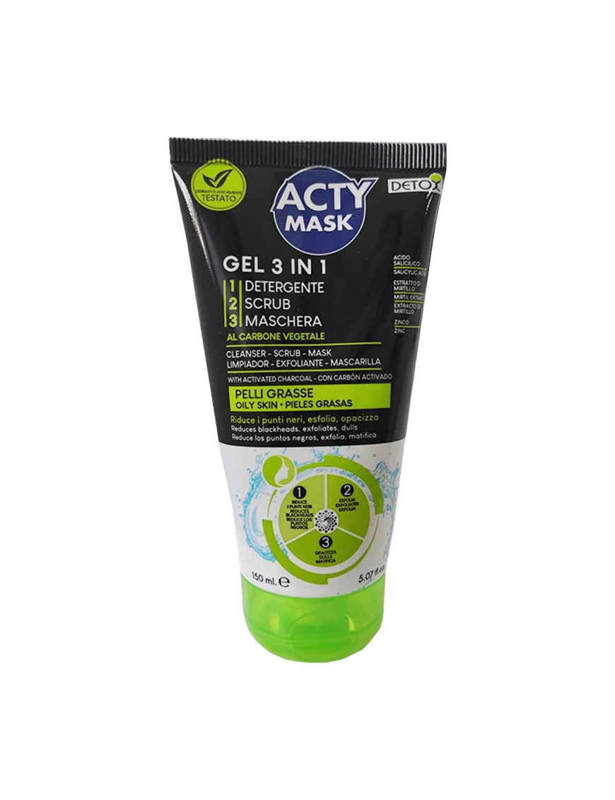 GEL FACIAL ACTY MASK LIMPIADOR 3 EN 1 B/150 ML