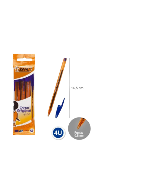 PP BOLIGRAFO BIC CRISTAL AZUL 0,8 MM PACK-4 UD