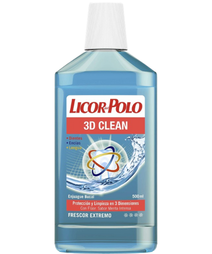 ENJUAGUE BUCAL LICOR POLO 3D CLEAN B/500ML