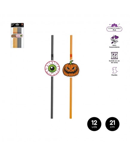 HALLOWEEN PAJITA CALABAZA/OJO SURT R/117-1013 12UD