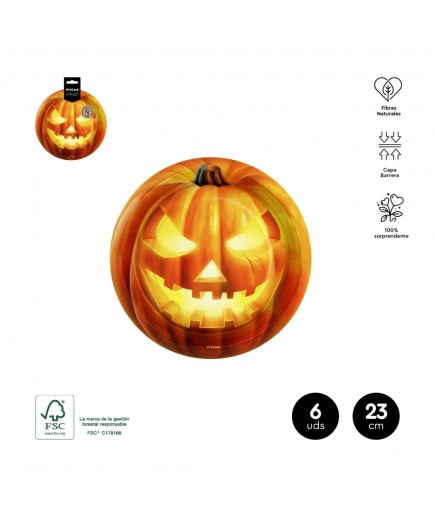 HALLOWEEN PLATO LLANO CALABAZA 23CM R/1194033 6UD