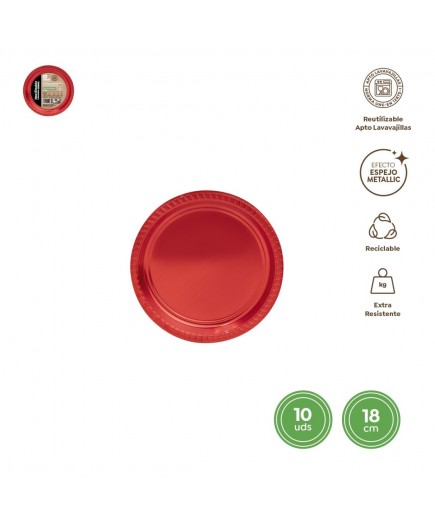 PLATO PLAST 18 CM ROJO R/1171R 10UD