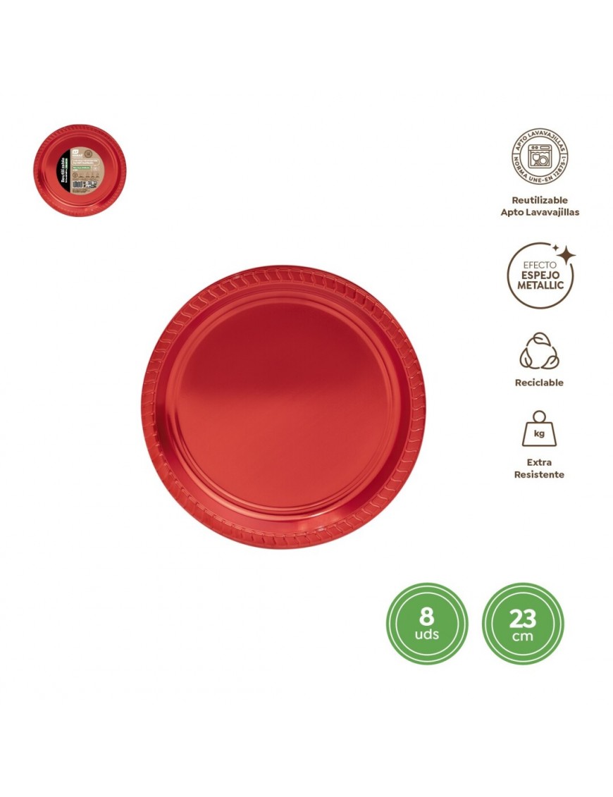 PLATO PLAST 23 CM ROJO R/1167R 6UD