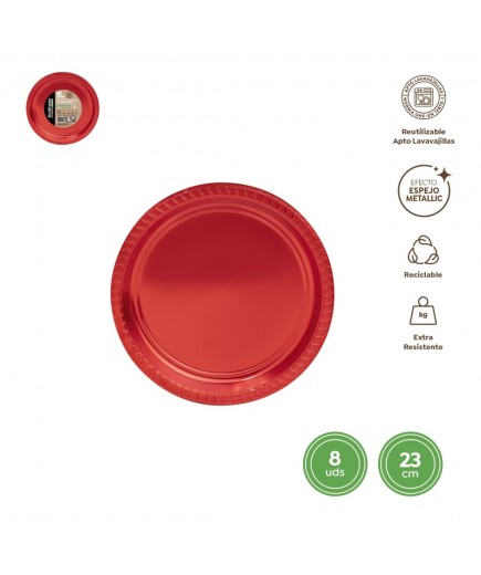 PLATO PLAST 23 CM ROJO R/1167R 6UD