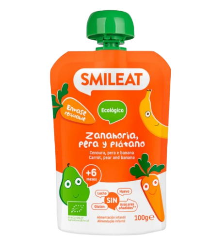 SMILEAT POUCH ZANAHORIA PERA Y PLATANO 100GR