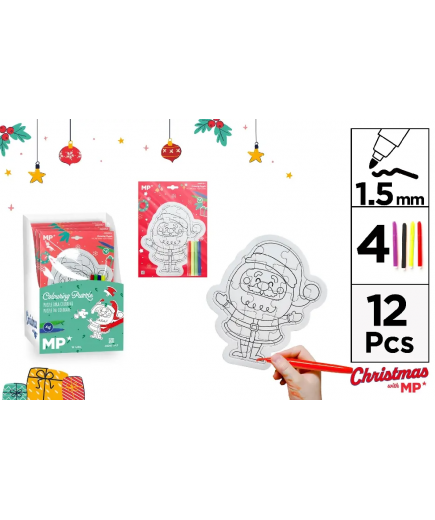 PP PUZZLE NAVIDEÑO MP PARA COLOREAR+ROTULADORES UD