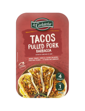 TACOS PULLED PORK BBQ LA CARLOTEÑA 245 GR P/4UD