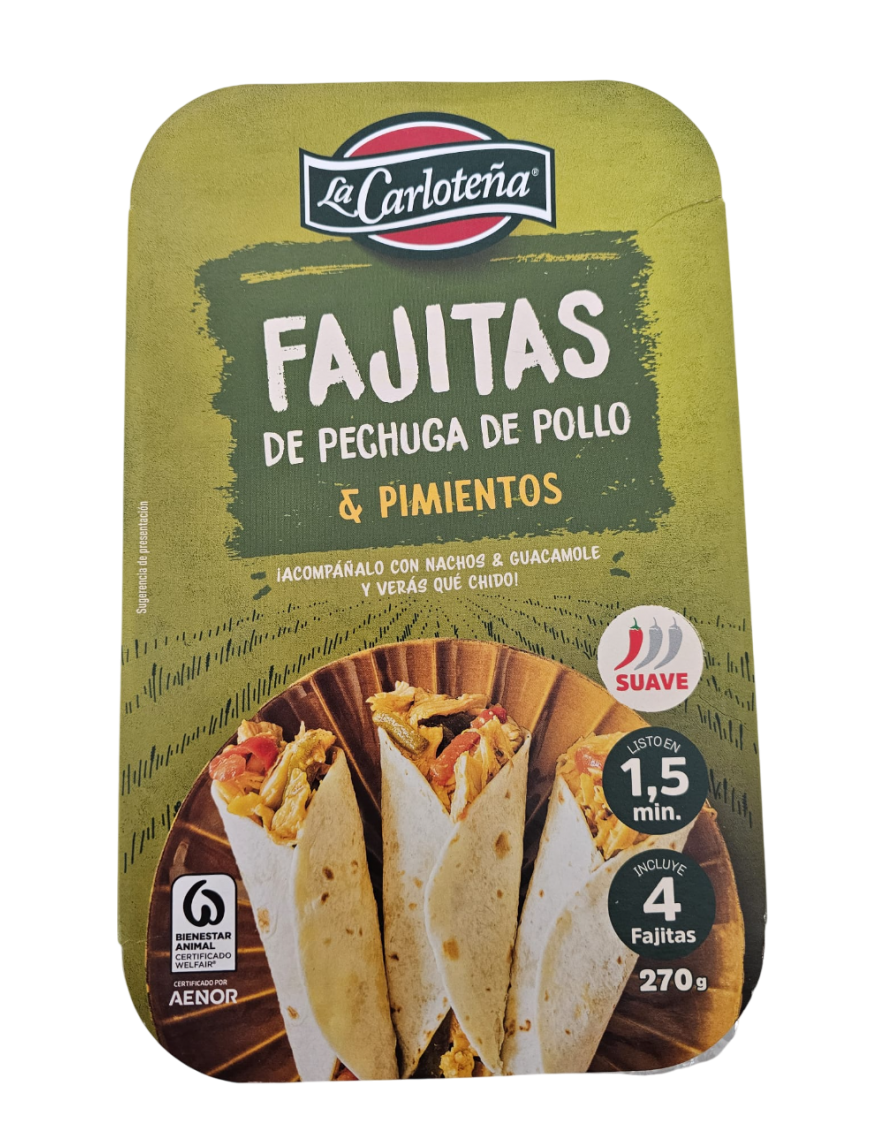 FAJITAS DE POLLO LA CARLOTEÑA 270GR PACK-4 UD